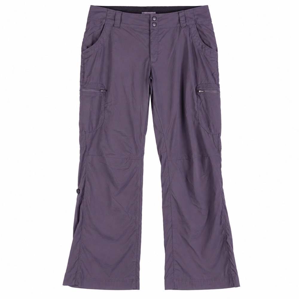 LL Bean Womens 12 Petite Hiking Pants Gray Roll Up Cargo Outdoor Ripstop Pants